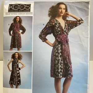 Vogue 1301 sewing pattern, Koos Van Den Ajmer dress, bust 29.5”-36”, unused
